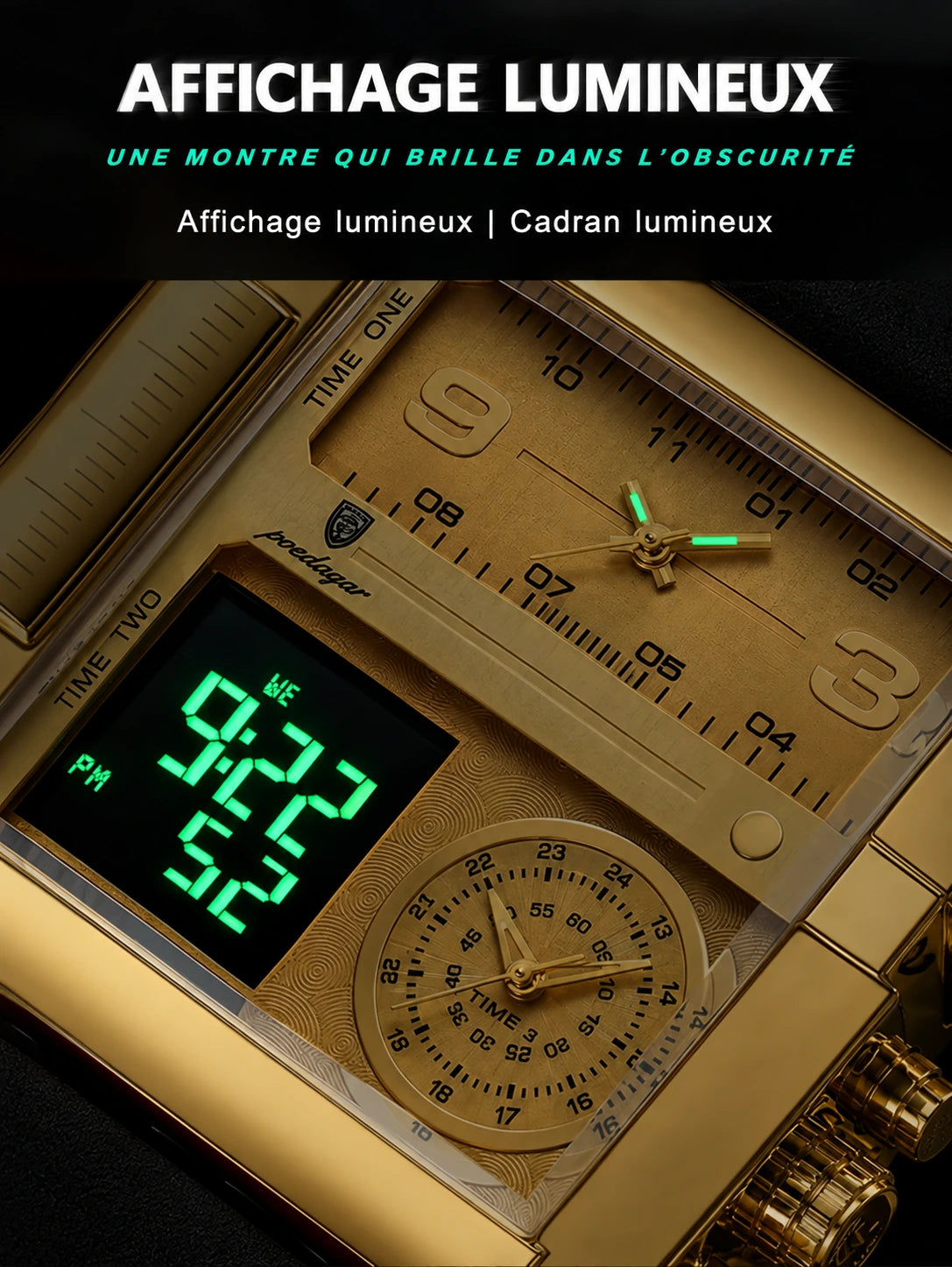 👑 POEDAGAR IMPERIAL GOLD X™ - Montre Homme Digitale au Design Luxe (+Coffret Poedagar inclus 🎁)