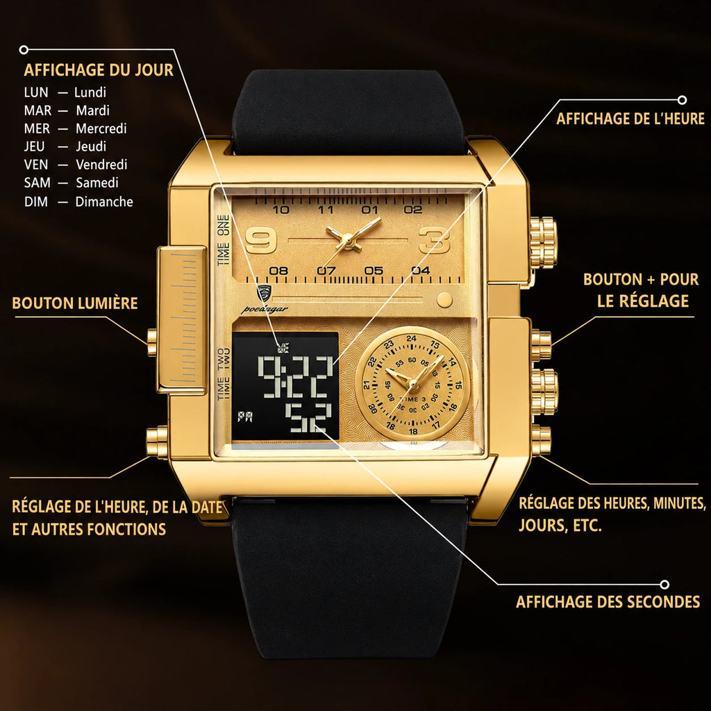 👑 POEDAGAR IMPERIAL GOLD X™ - Montre Homme Digitale au Design Luxe (+Coffret Poedagar inclus 🎁)